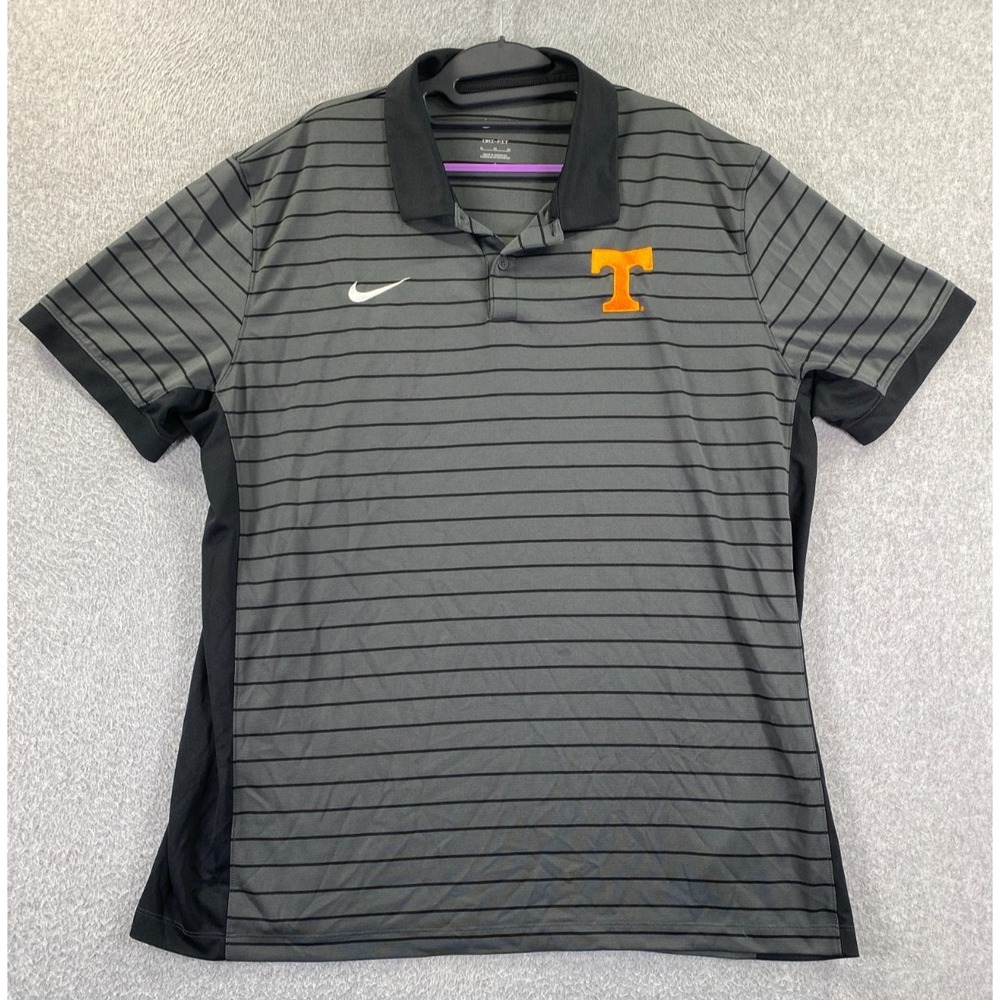 Nike Dri-FIT Tennessee Volunteers Gray Polo Shirt Men's XL Stripped Collared